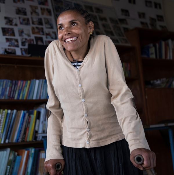 Zerfe, Living with a physical disability supported by Ethiopian Women with Disability National Association (EWDNA). PHOTO CREDIT: MAHEDER HAILESELASSIE TADESE FOR WOMANKIND WORLDWIDE.